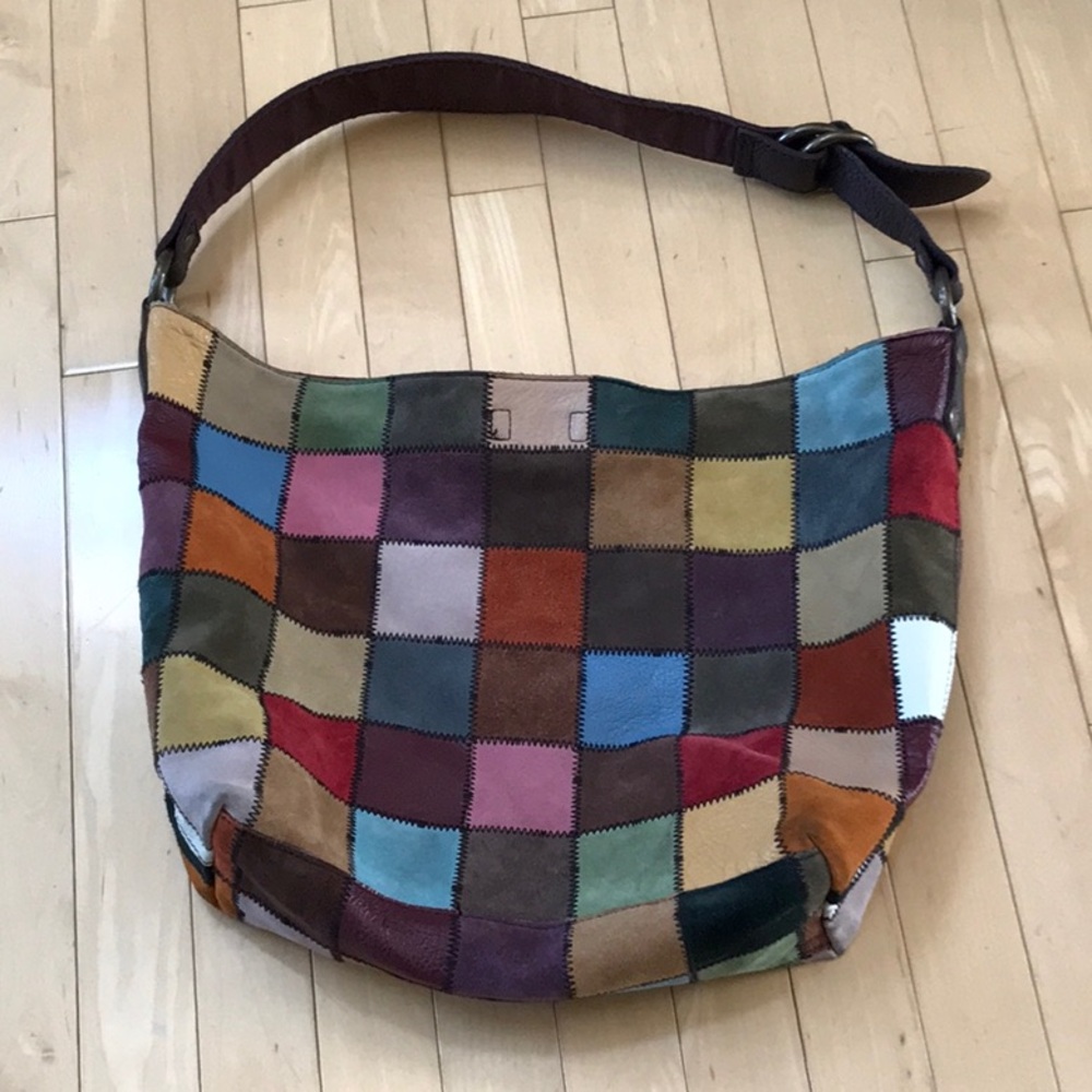 Vintage Suede Patchwork Hobo Shoulder Bag by Lucky Brand